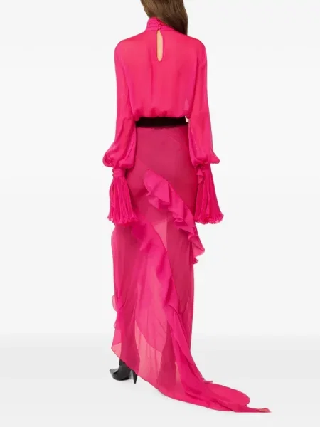 Rochie maxi Roberto Cavalli cu volane roz