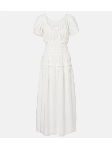 Sukienka midi Dôen do kolan popelinowa garniturowa biała