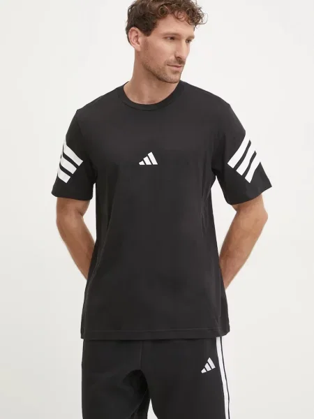 Adidas póló Future Icons férfi nyomott mintás fekete