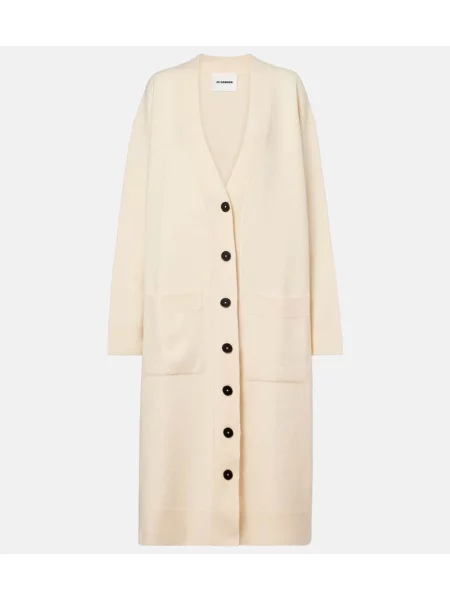 Cardigan Jil Sander de lână alb