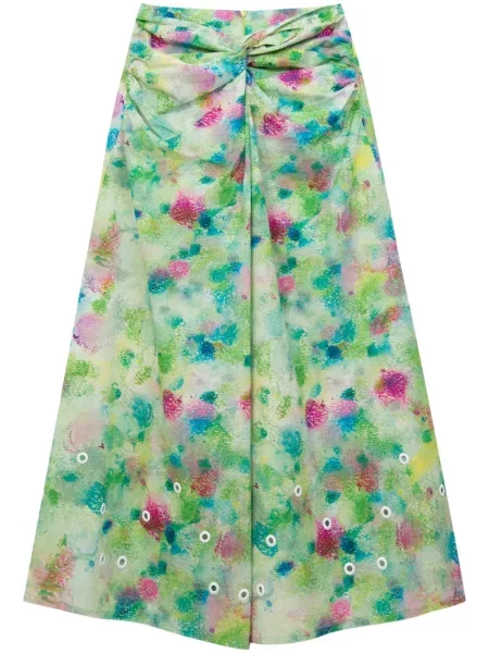 Fustă midi Isolda până la genunchi verde