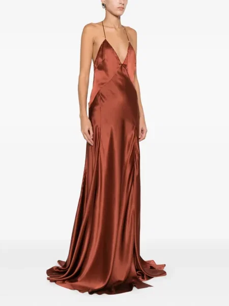Rochie Amiri din satin de costum maro