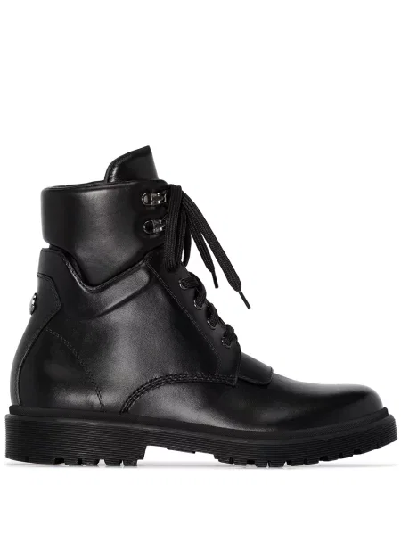 Cizme scurte Moncler din piele negru