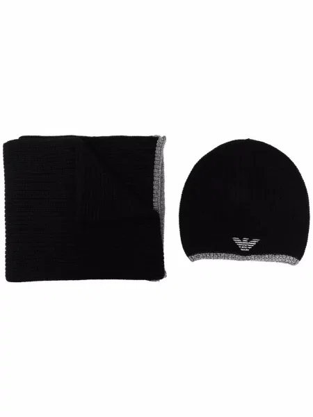 Fular Emporio Armani cu broderie negru