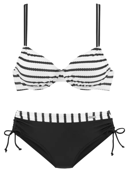 LASCANA Costum de baie două piese negru alb