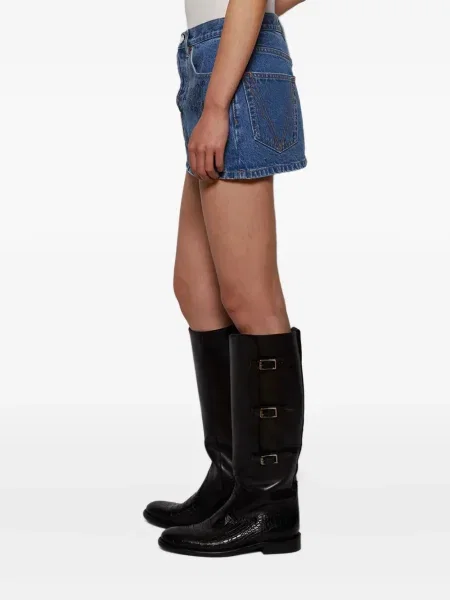 Fustă din denim Vetements cu broderie albastru