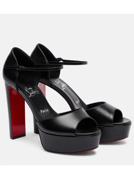 Sandale Christian Louboutin din piele cu platformă negru