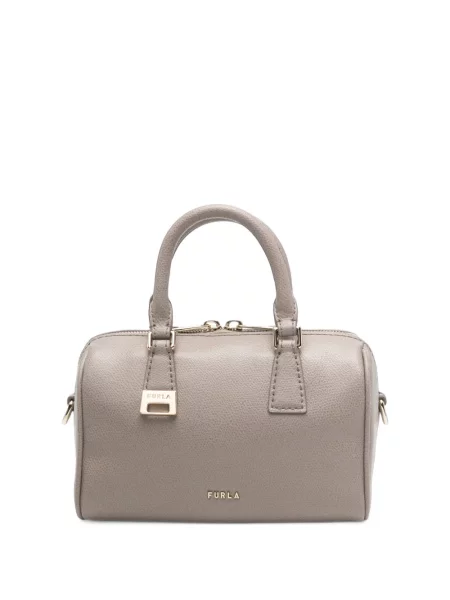 Кожена шопинг чанта Furla сиво