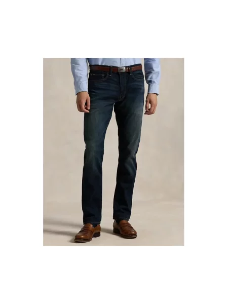 Jeansy Slim o kroju slim fit z efektem znoszenia Polo Ralph Lauren czarne