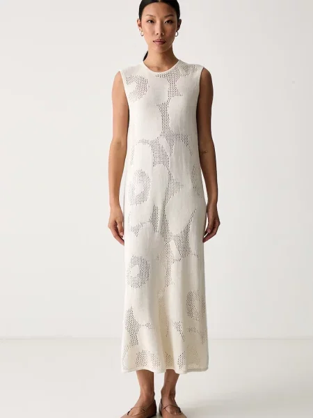 Marimekko rochie tricotată din in bej