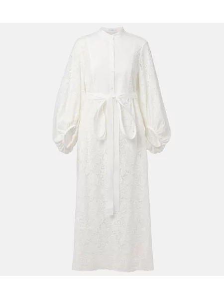 Rochie midi Erdem cu broderie din dantelă până la genunchi alb