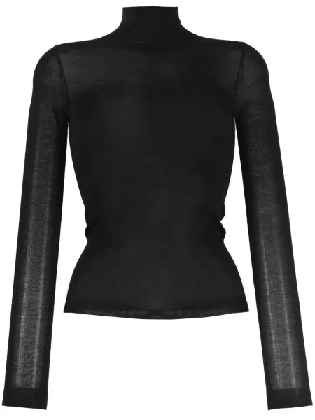 Top Nanushka din lână merinos transparente negru
