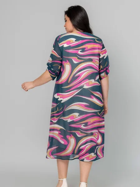 Сукня міді All Posa малиновий бавовна/поліестер