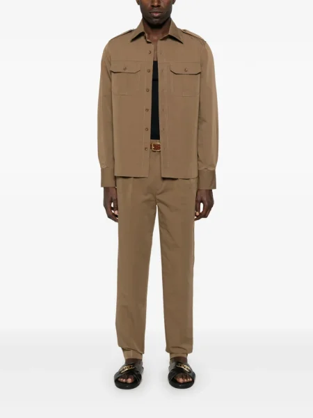 Cămașă Tom Ford din poplin maro