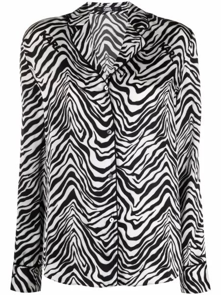 Koszula Karl Lagerfeld z nadrukiem w zebrę czarna