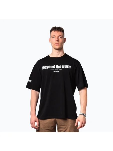 Pánske športové tričko NEBBIA Heavyweight Grind black biela