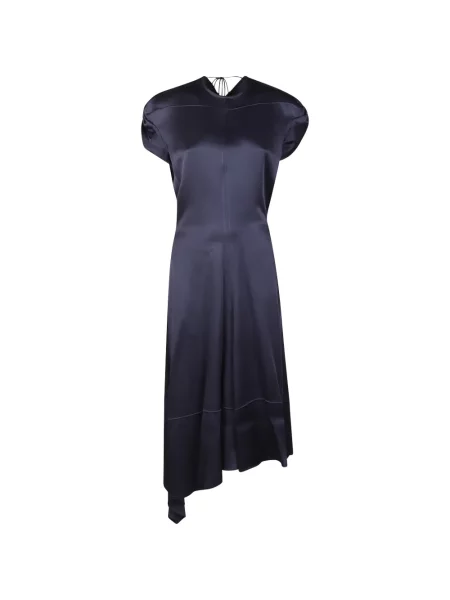 Rochie midi Victoria Beckham din satin asimetrică albastru