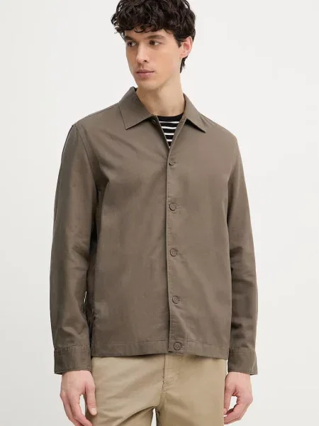 Marc O'Polo jachetă scurtă pentru bărbați cu amestec de in verde