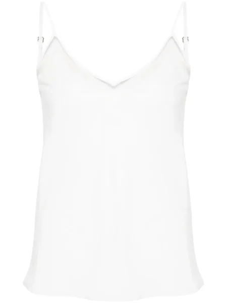 Top Nissa cu decolteu în V din crep alb