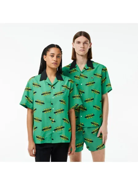 Lacoste Koszula Uv Protect Z Krótkim Rękawem I Z Nadrukiem