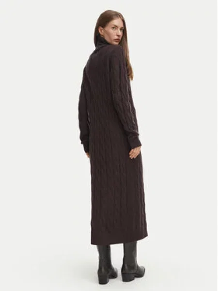 Tommy Hilfiger Pletena obleka Temno rjava