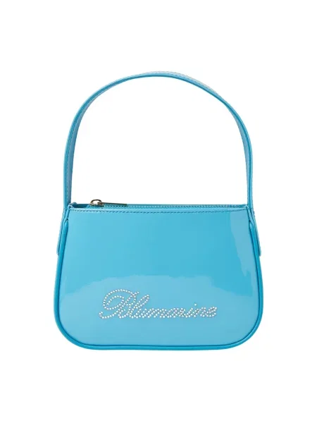 Torebka Blumarine skórzana z logo niebieska