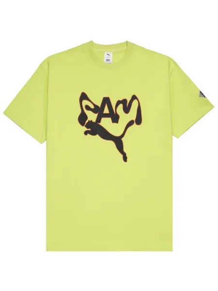 PUMA Majica limeta / rdeča črna