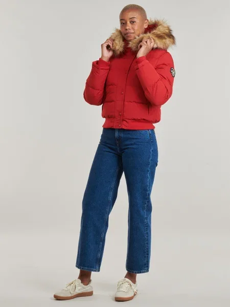 Geacă bomber Superdry cu glugă roșu