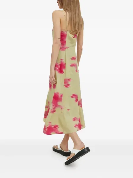 Rochie midi Samsøe Samsøe cu imagine până la genunchi de costum verde