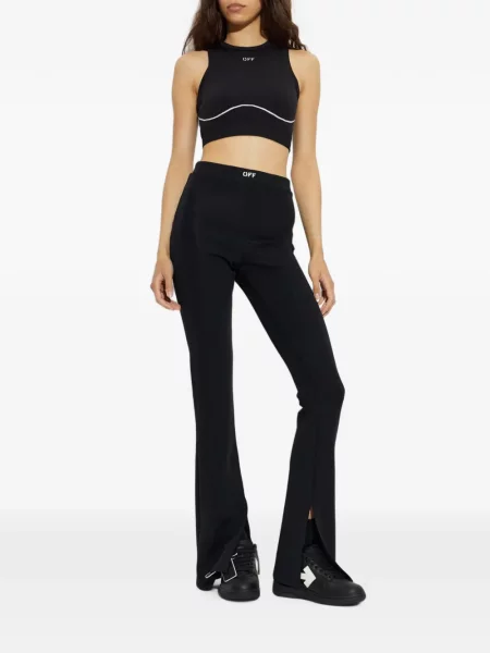 Pantaloni Off-white evazate alb