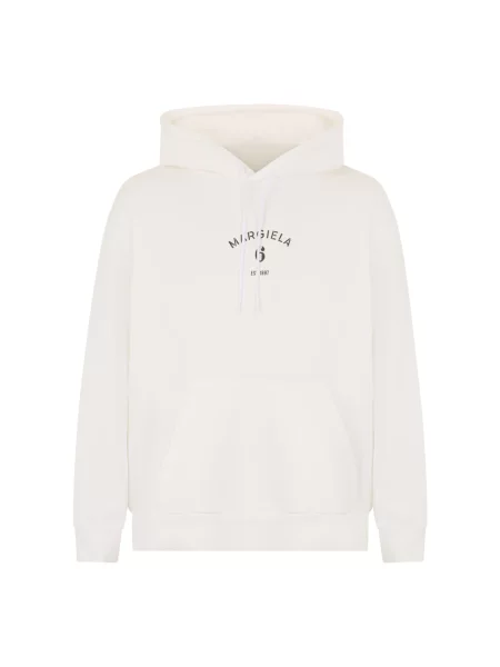 Bluza z kapturem Mm6 Maison Margiela z kapturem z logo biała