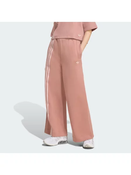 Szerokie spodnie Adidas w paski różowe