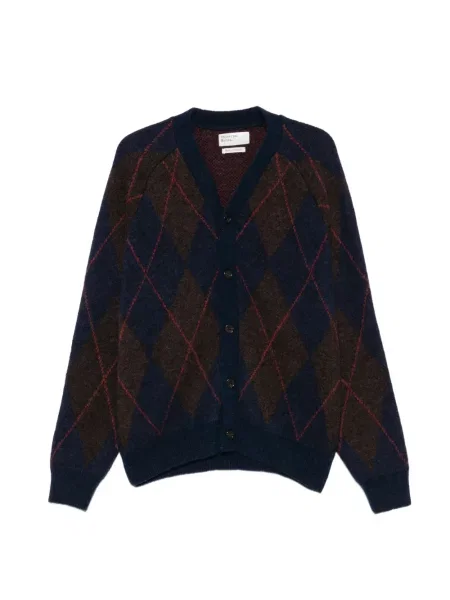 Cardigan Universal Works cu model argyle albastru