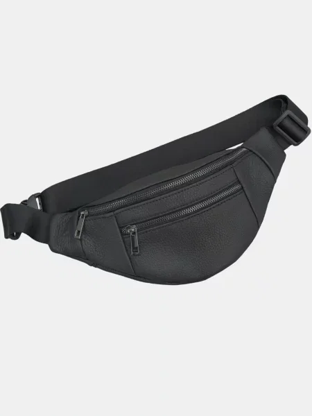 Кожаная поясная сумка Famk черная