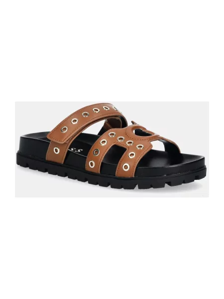 Guess klapki FASHIE brązowe
