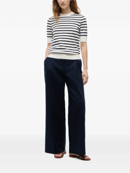Scurt pulover Tommy Hilfiger cu dungi alb