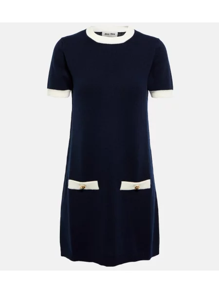 Obleka Miu Miu iz kašmirja modra