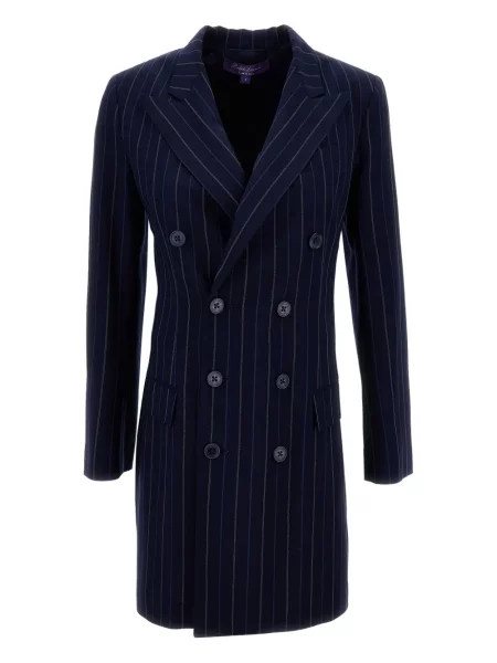 Sukienka mini Ralph Lauren Collection w paski dwurzędowa garniturowa niebieska