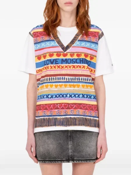 Μπλούζα Love Moschino από ζέρσεϋ λευκό