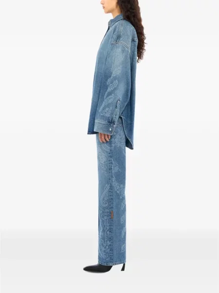 Pantaloni Off-white cu model paisley alb