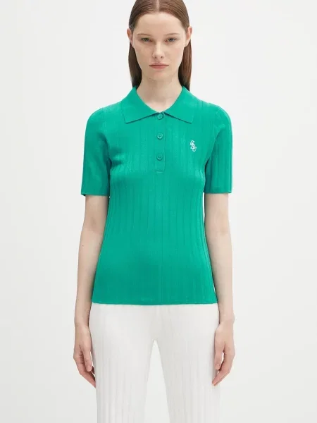 Πόλο Sporty & Rich Src Ribbed Polo πράσινο