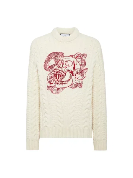 Sweter Philipp Plein wełniany biały