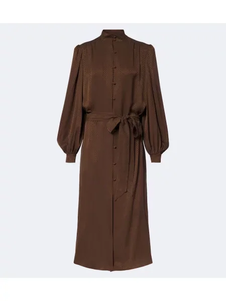 Cu centură rochie midi Valentino de mătase maro