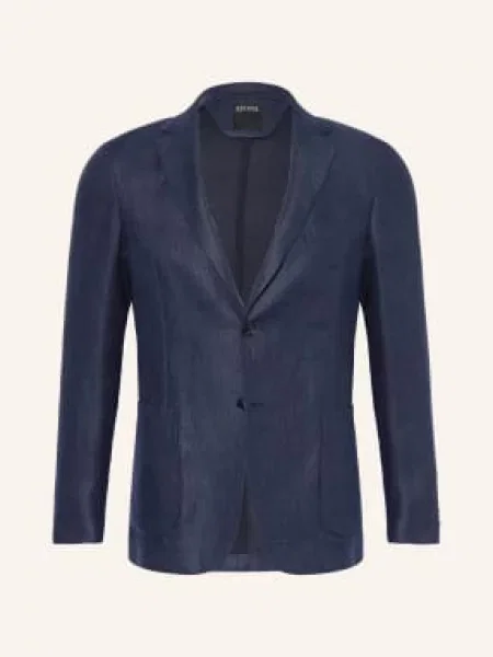 Zegna Sako Slim Fit S Lnem tmavě modrá