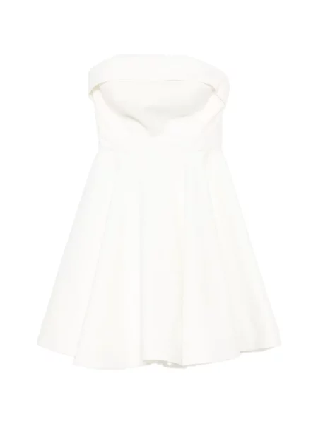 Rochie midi Leen Mougrhabi cu funde fără bretele alb