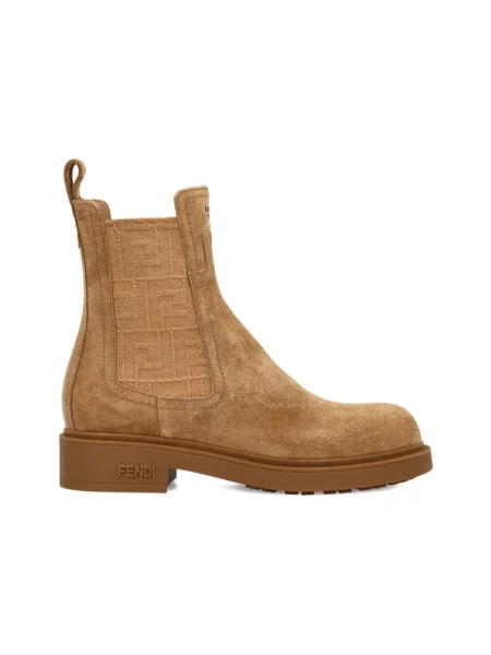 Botki Fendi skórzane brązowe