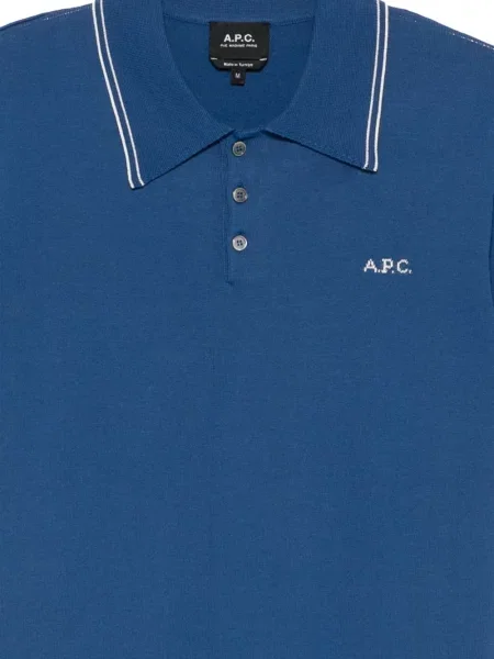 Tricou polo A.p.c. cu broderie albastru