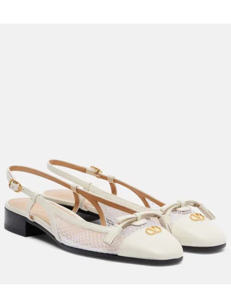 Balerini Valentino Garavani din piele slingback alb