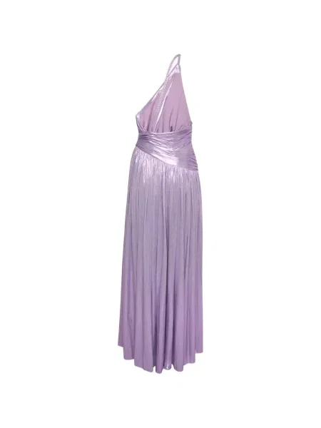 Rochie maxi Retrofete drapată cu un umăr gol violet