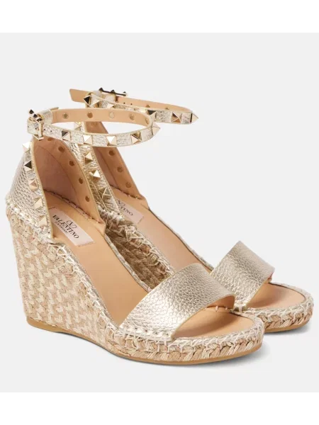 Kožené espadrilky Valentino Garavani béžová